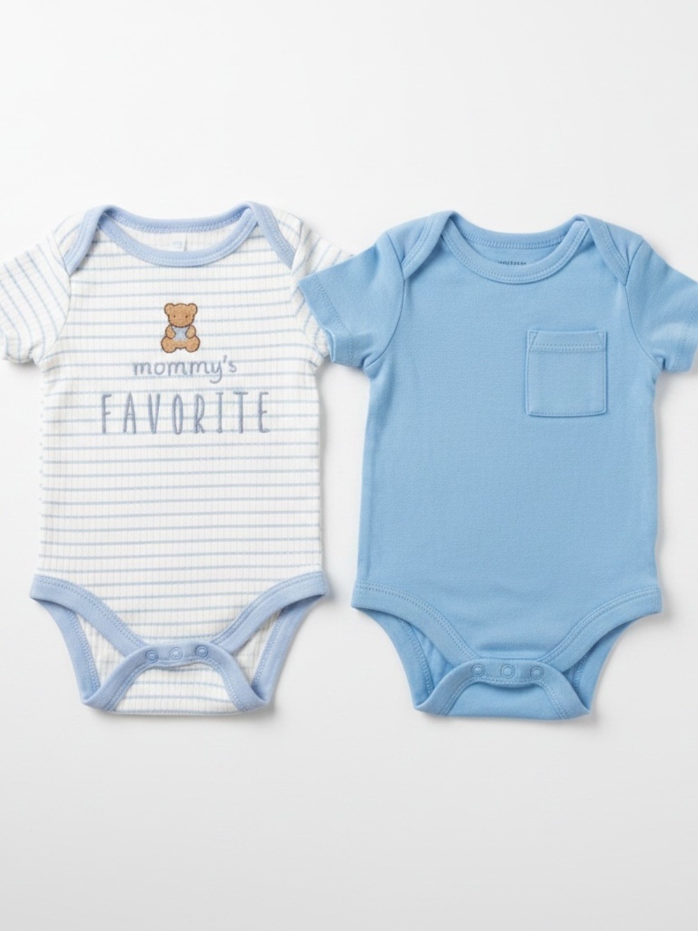 wonder nation Blue Striped & Solid Baby One-Piece Bodysuit Set